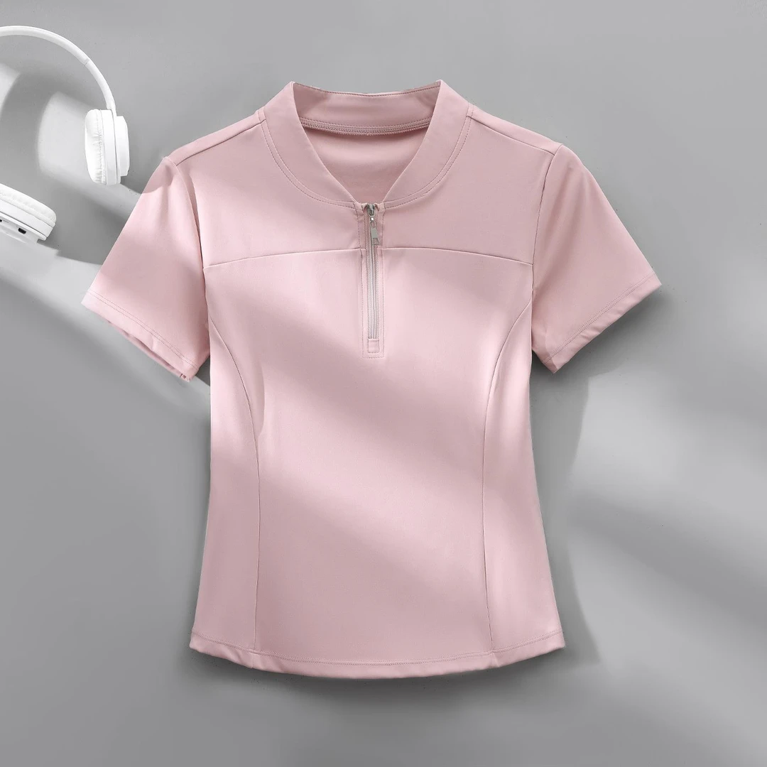 万达撤柜户外短袖女夏季半拉炼 炼 透气速干 干运动上衣跑步有氧
