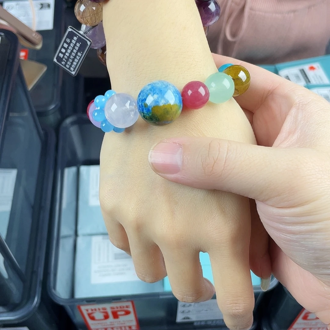 水晶手串银S925镀金镶嵌