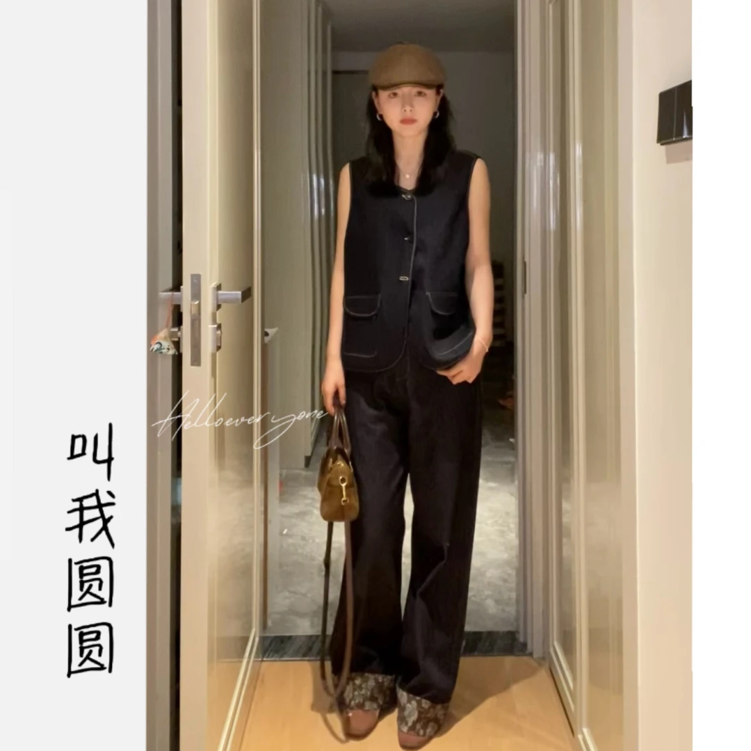 圆圆【悉尼夜报】经典百搭显瘦双面染印牛仔裤 YY 11545