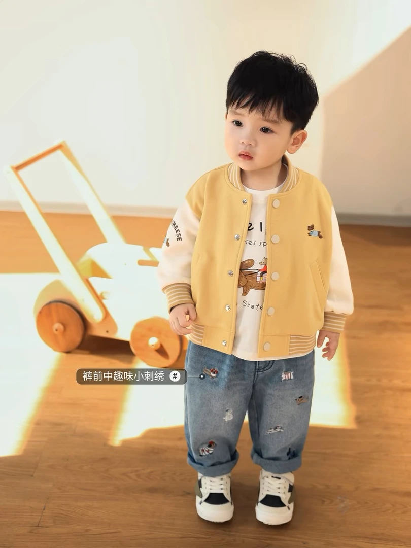 男童牛仔裤春秋新款2025韩版刺绣男女宝宝水洗柔软长裤百搭休闲裤