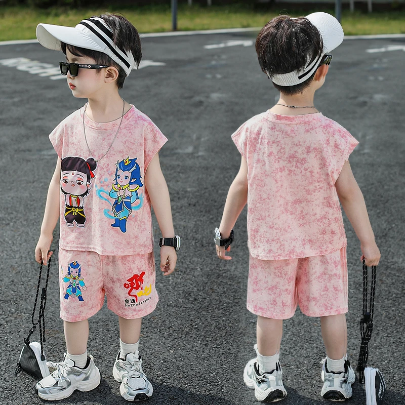 男童夏装套装2025年款宝宝夏季薄款衣服哪吒儿童服装潮酷痞帅童装