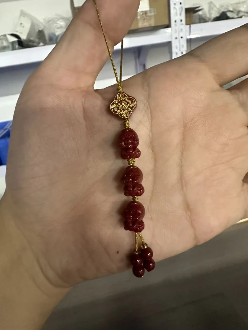 含辰砂工艺品朱砂送财童子手机钥匙挂