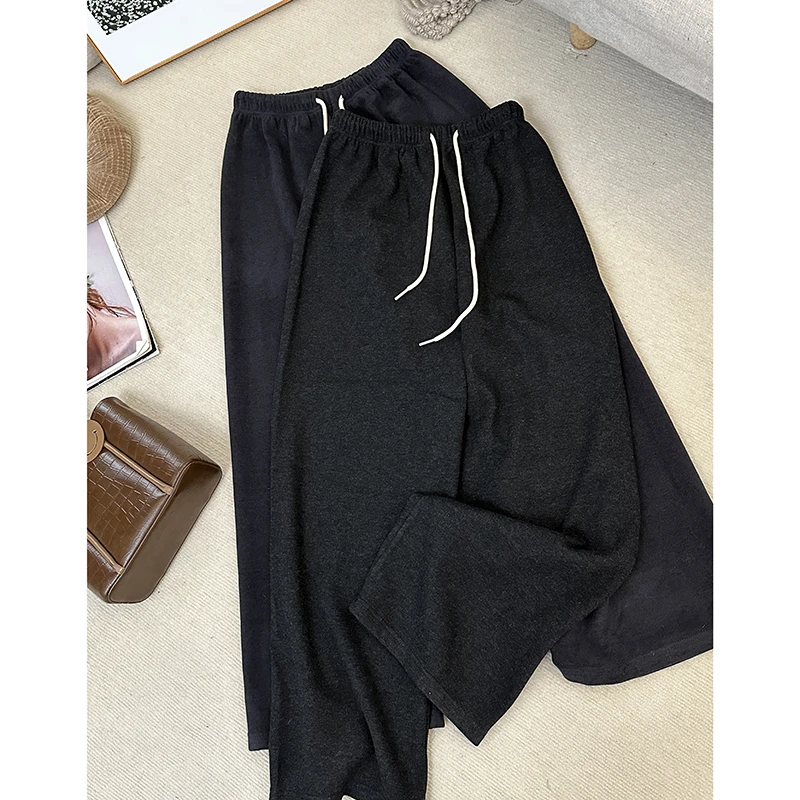 1CoMo 新款高腰显瘦城市运动风百搭休闲舒适宽松阔腿拖地裤71906