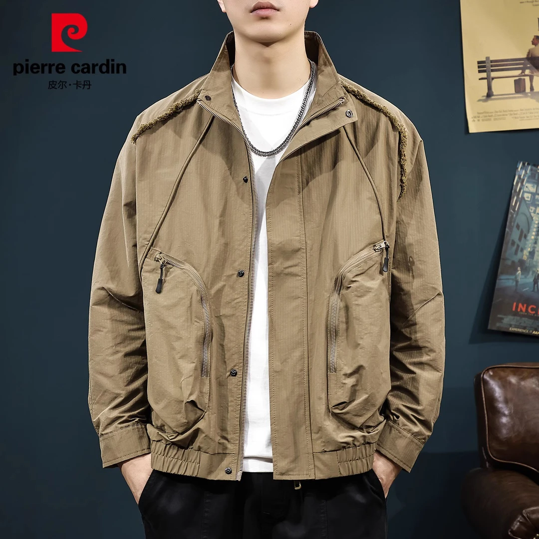 皮尔卡丹立领工装夹克男士2025年秋季新款美式潮流复古百搭外套男