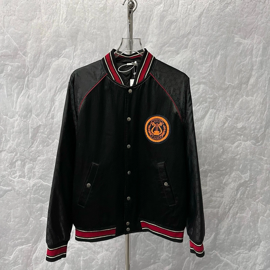 99新 GUCCI/古驰 刺绣徽标满印棒球服外套 48码D17158