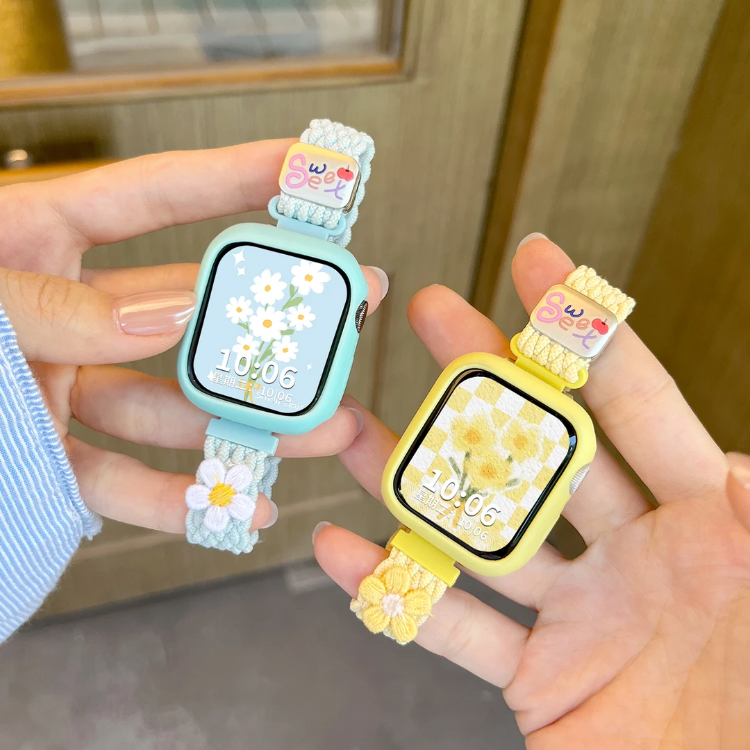 夏日尼龙编织表带适用iwatch手表S11applewatch s10苹果手表9腕带