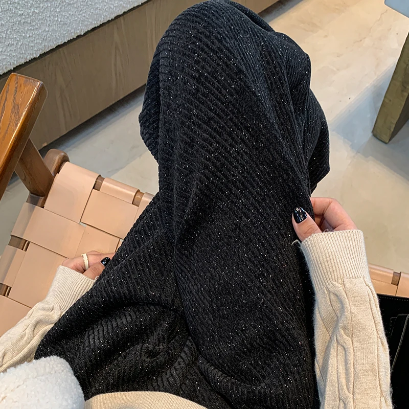 黑色阔腿裤女胖mm秋冬大码高腰垂感亮丝雪尼尔宽松显瘦加绒休闲裤