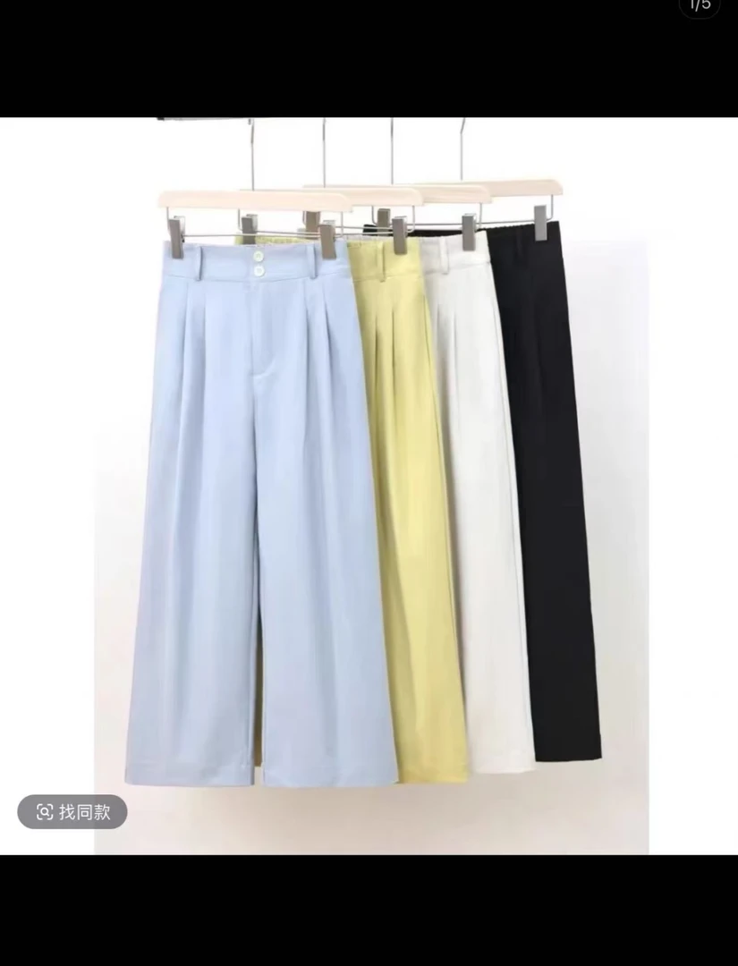 高腰显瘦褶皱直筒休闲阔腿裤