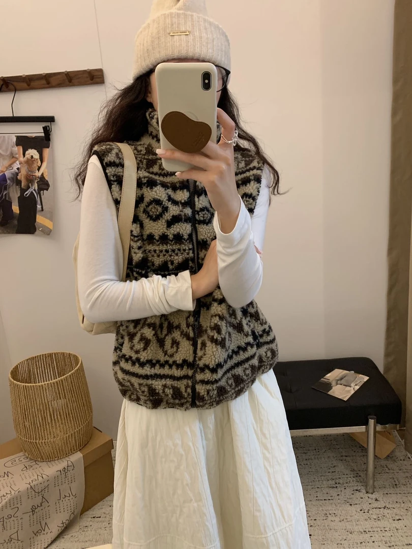 【CHENGZI费尔岛加绒马甲】韩单冬季加绒防羊羔绒马甲保暖