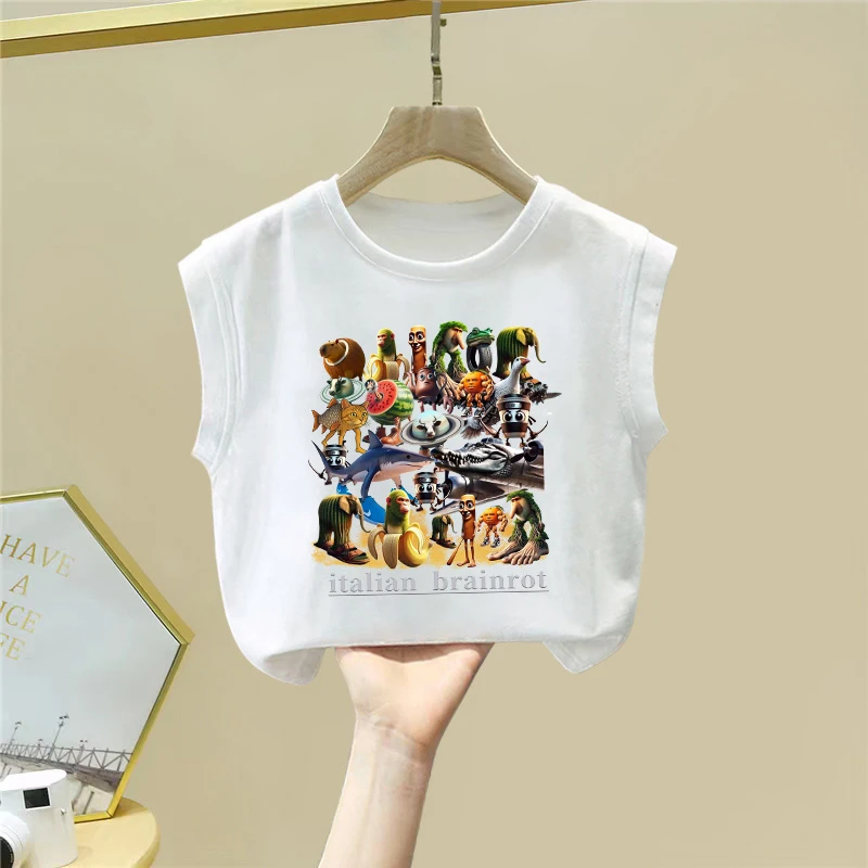 折扣季潮酷痞帅时髦无袖圆领韩版男童纯棉背心印花上衣欧若假日风