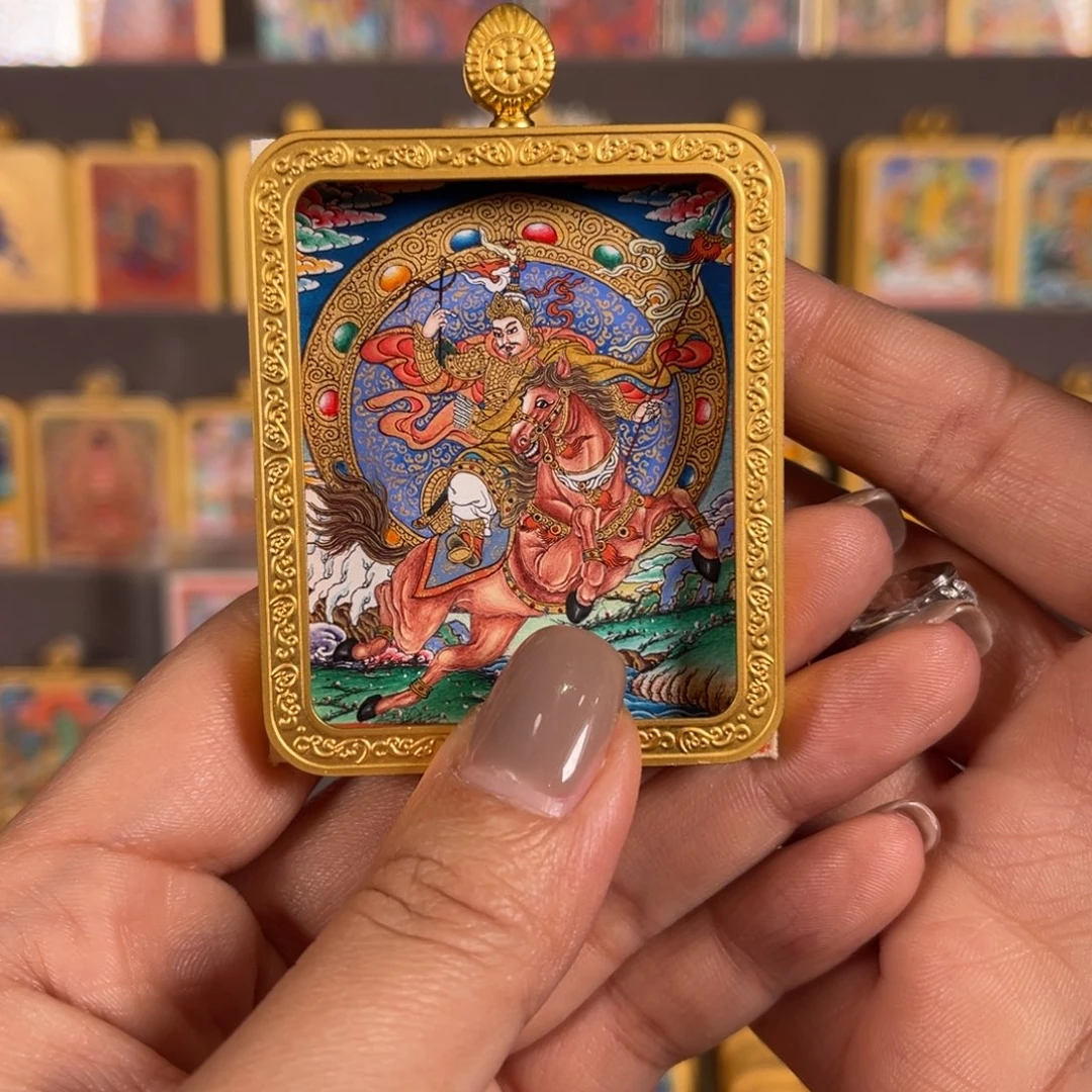 吊坠格萨尔王青海热贡唐卡