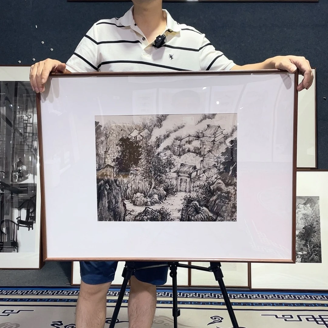 国画手绘画作品带框