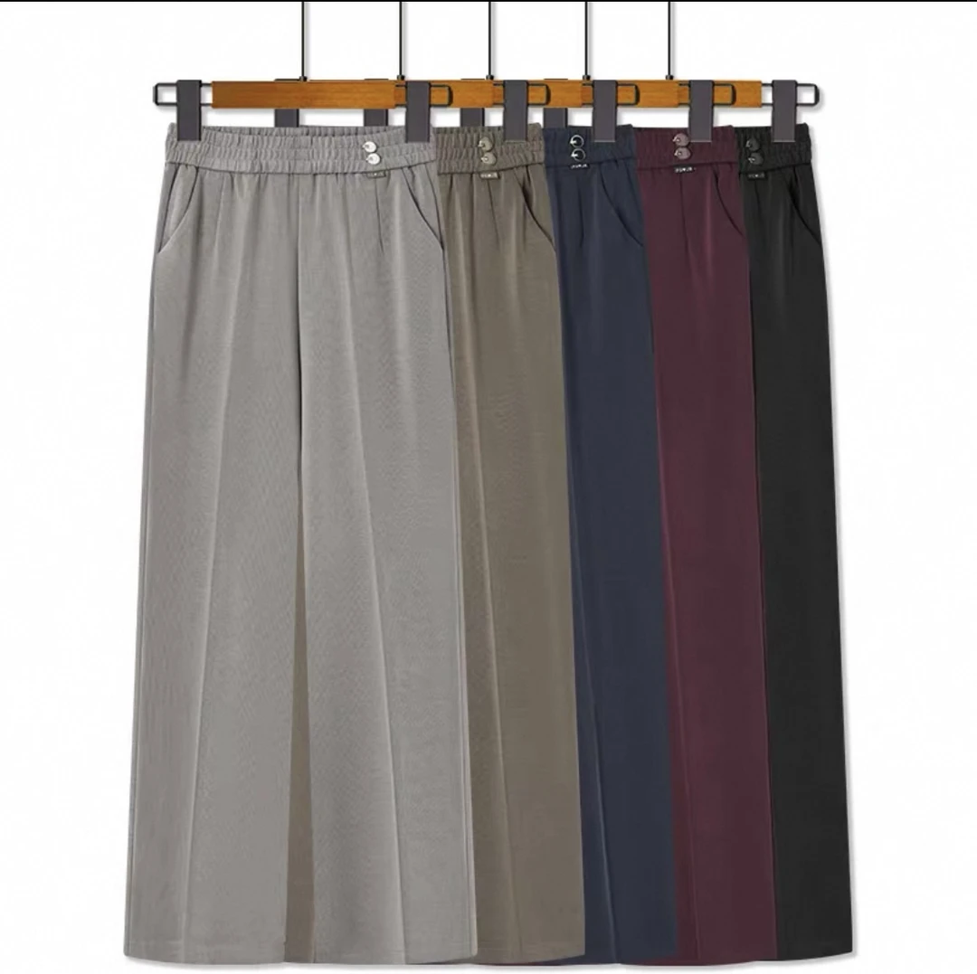 阔腿裤女春秋款妈妈裤子中老年女裤老年人宽松大码奶奶休闲直筒裤