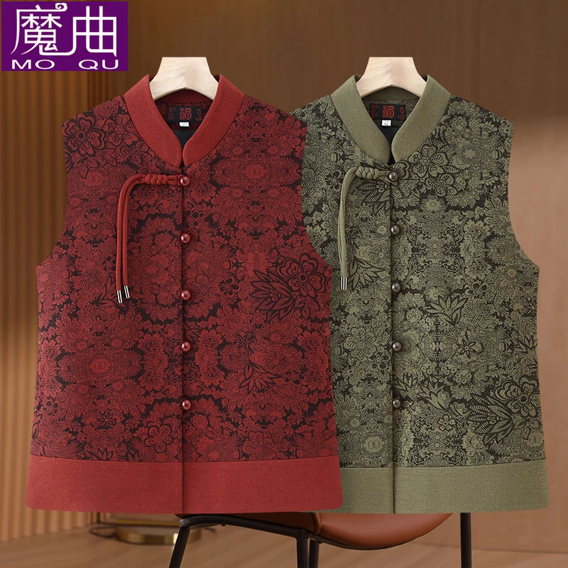 妈妈春装国风马甲背心外穿无袖外套60岁奶奶装春秋中式马夹上衣