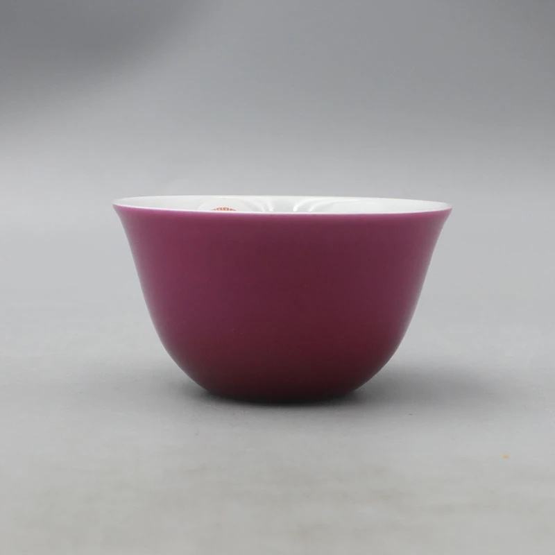 9274古陶瓷-清雍正胭脂红釉卧足杯