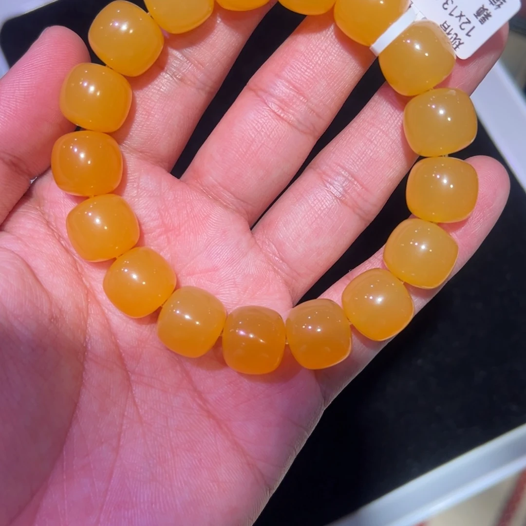 石英质玉（黄龙玉）合金手链