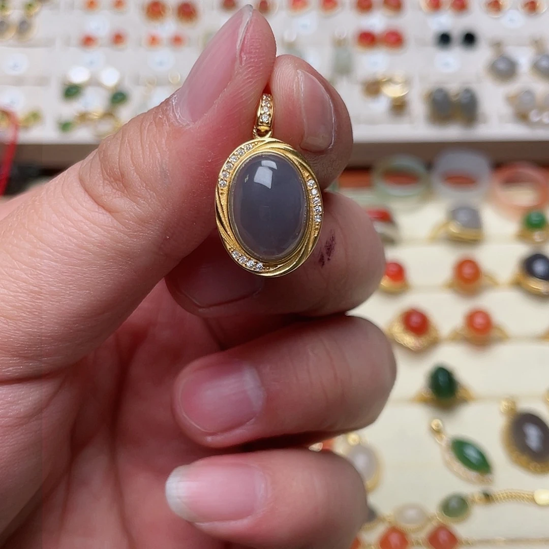 和田玉吊坠银S925镶嵌