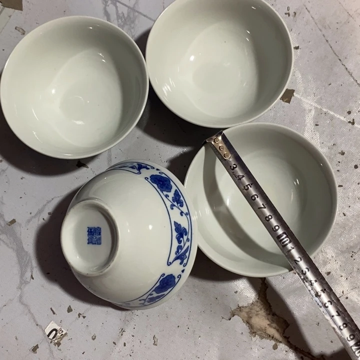 瓷片四厂翡翠瓷米饭碗四个微瑕疵