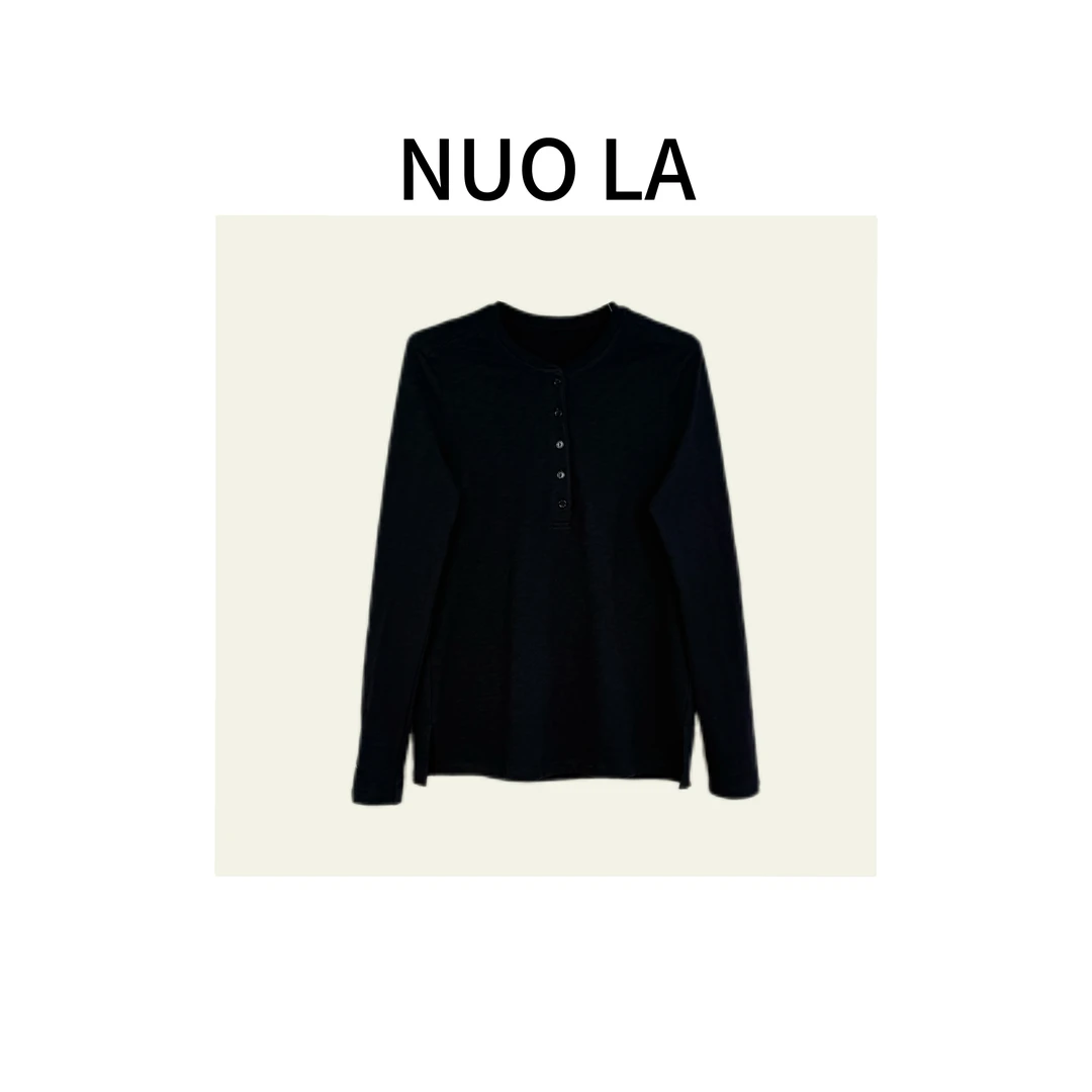 【NUO LA】亨利领打底衫 纯色透气圆领定制纯棉面料打底T恤 SN72733