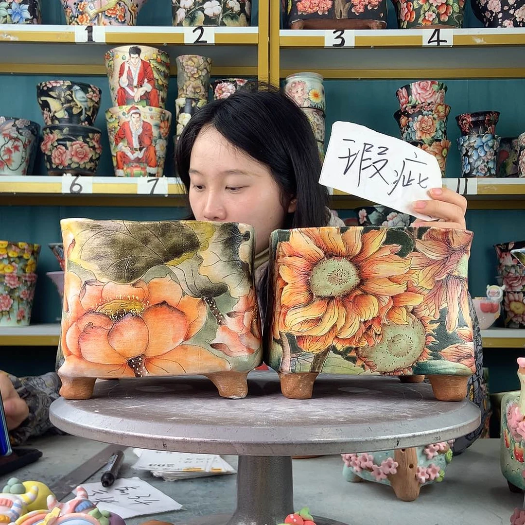 琴***子陶景德镇手工花盆293