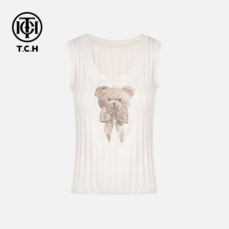 TCH私服烫钻工艺新时尚淑女百搭新潮流针织衫T75C09E1010轻奢tch