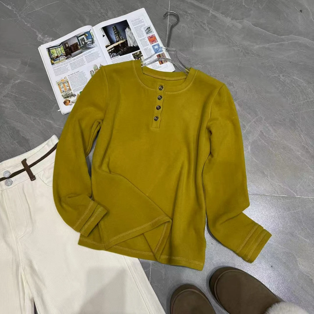 Manmi    简约纯色双面绒亨利衫  2625（C1）