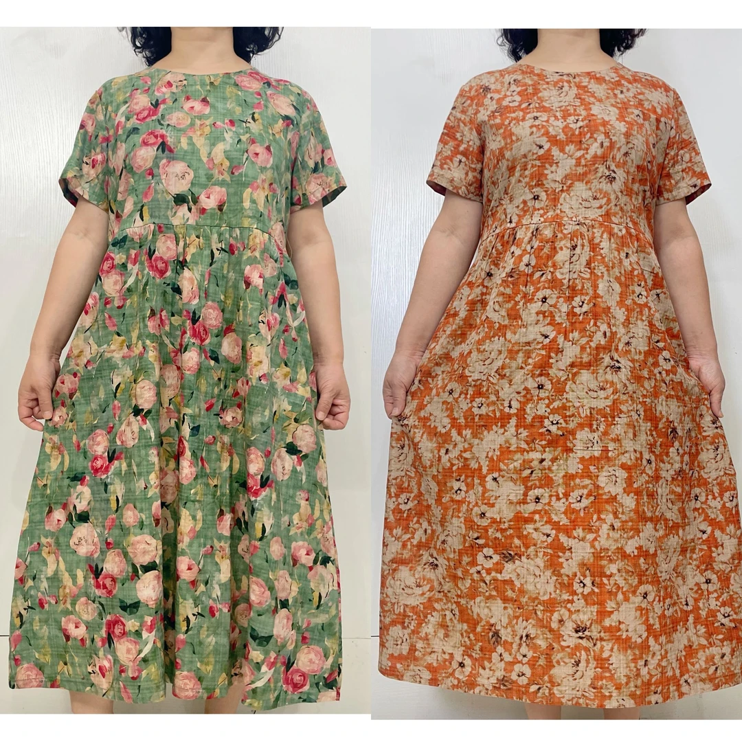 朦胧双花2025年气质时尚中长新款连衣裙