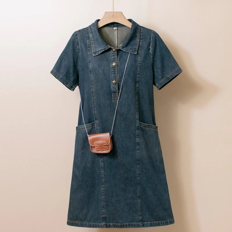夏季薄款宽松慵懒风显瘦遮肚子牛仔连衣裙女2025新款今年流行爆款