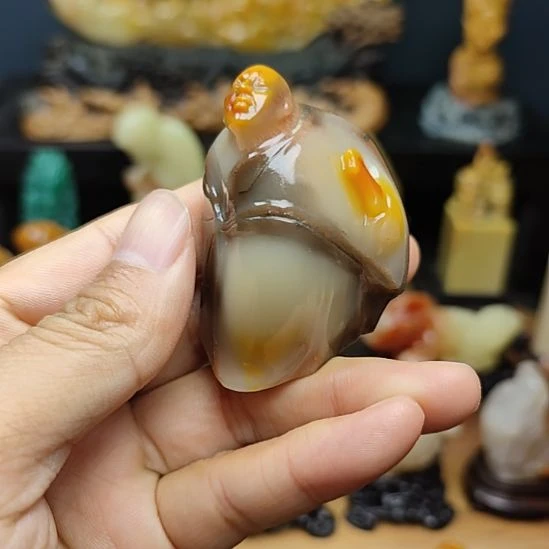 寿山石印石手把件手把件