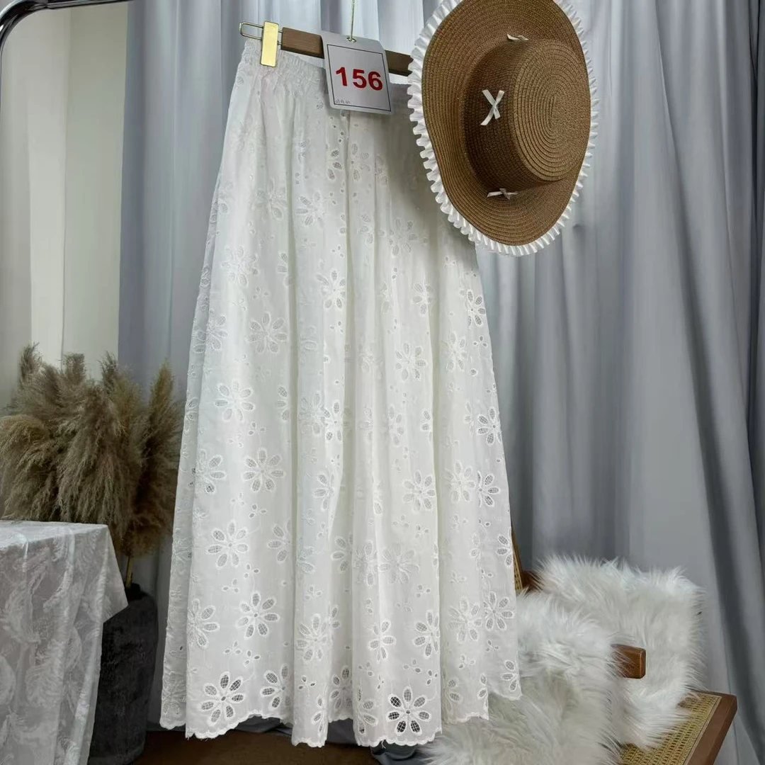 156-90956-复古镂空高腰重工镂空蕾丝镂空半身裙