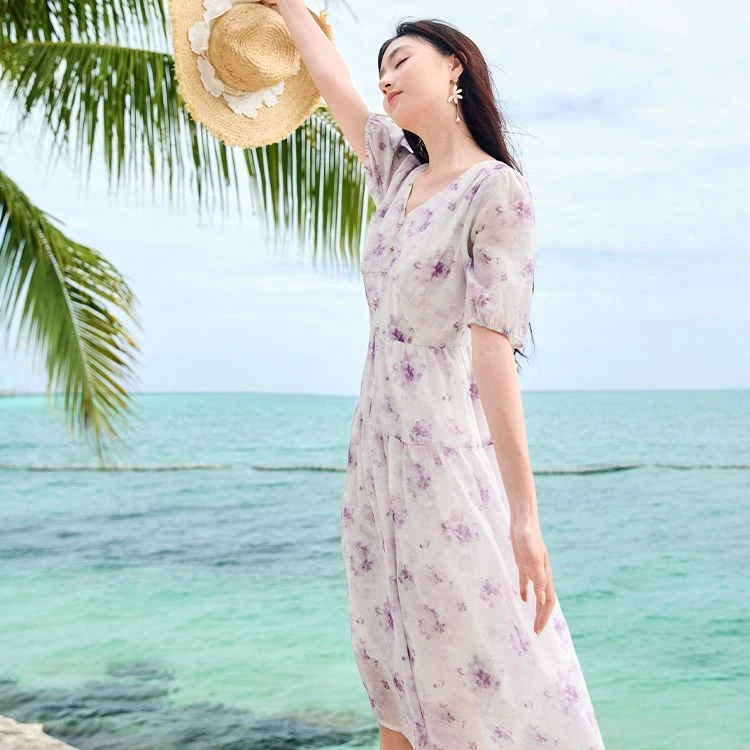 【粉丝专属】Q842120连衣裙 香影法式碎花连衣裙女夏季新款气