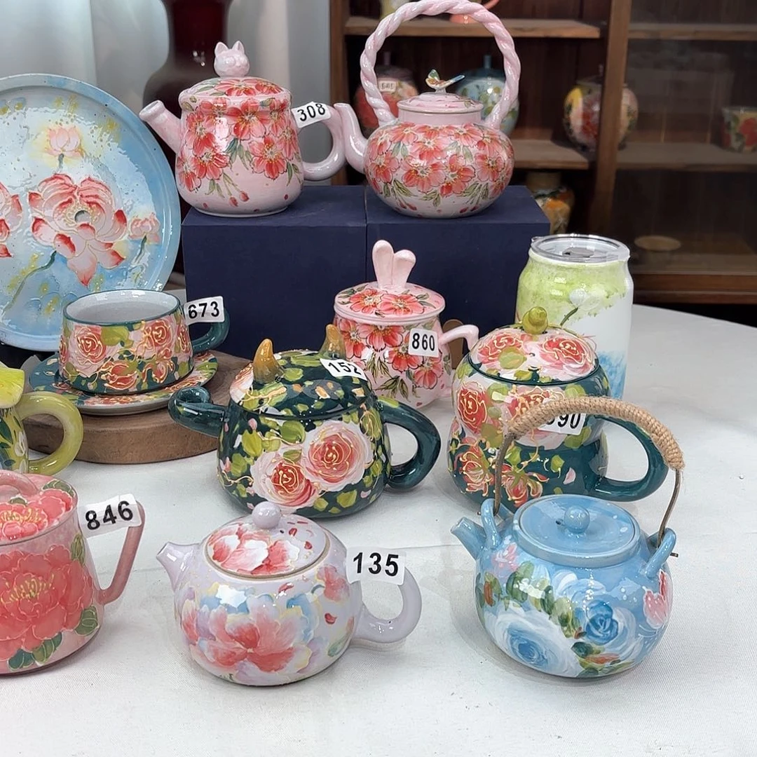景德镇手绘高温釉下彩陶瓷茶具