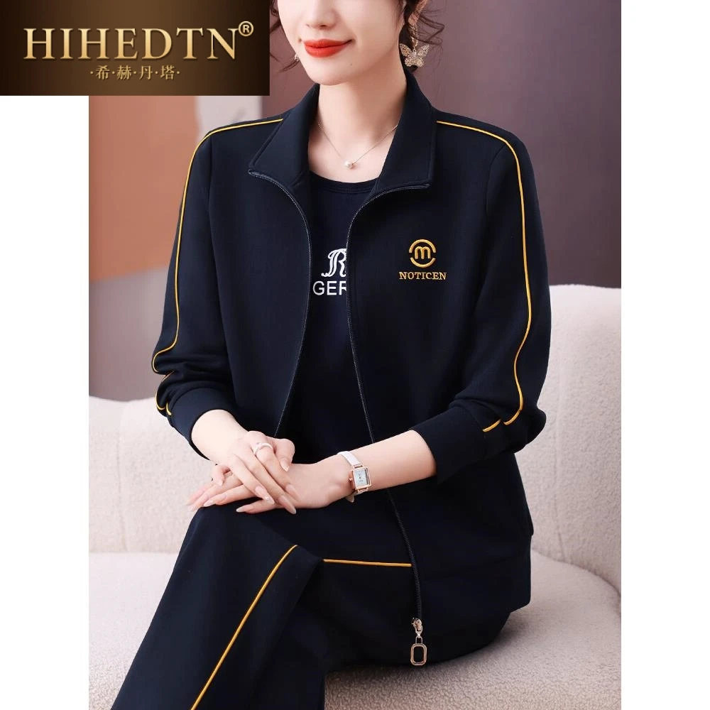 中老年运动套装女洋气2025新款中年妈妈春秋外套中年人休闲运动服