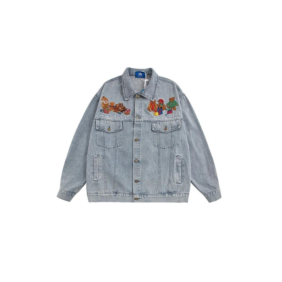 主播推荐~051-100复古宽松美式休闲百搭时尚牛仔外套