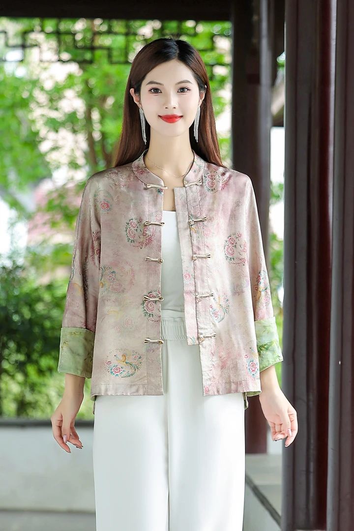 新中式上衣女凤与花外套百搭高级中国风2023