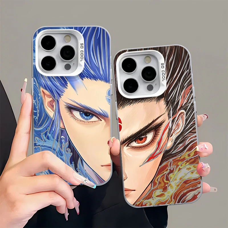卡通动漫左右半脸哪吒敖丙适用苹果16手机壳华为P70oppo小米vivo