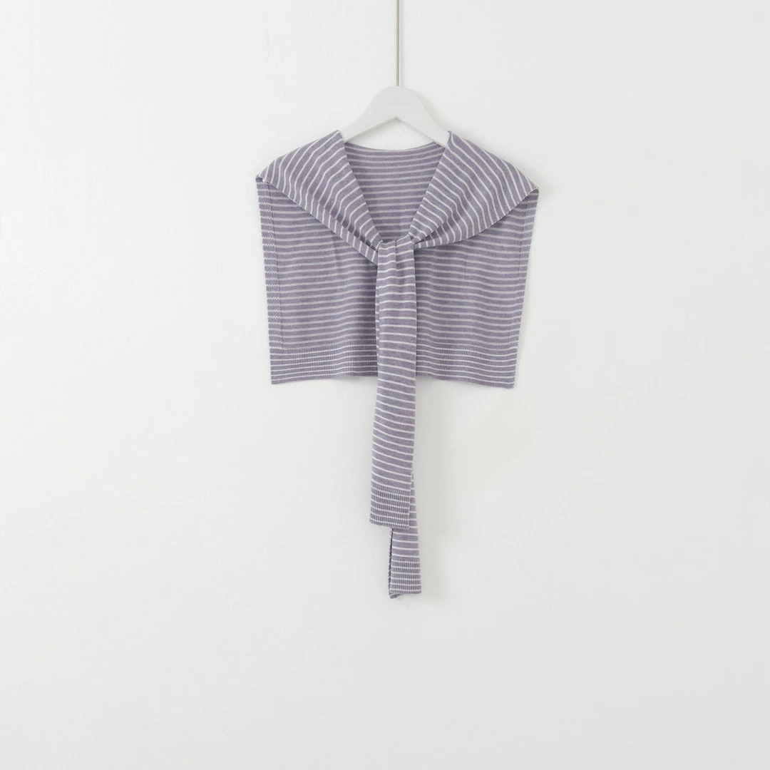 几里与麻 百搭气质条纹叠穿披肩 2031141