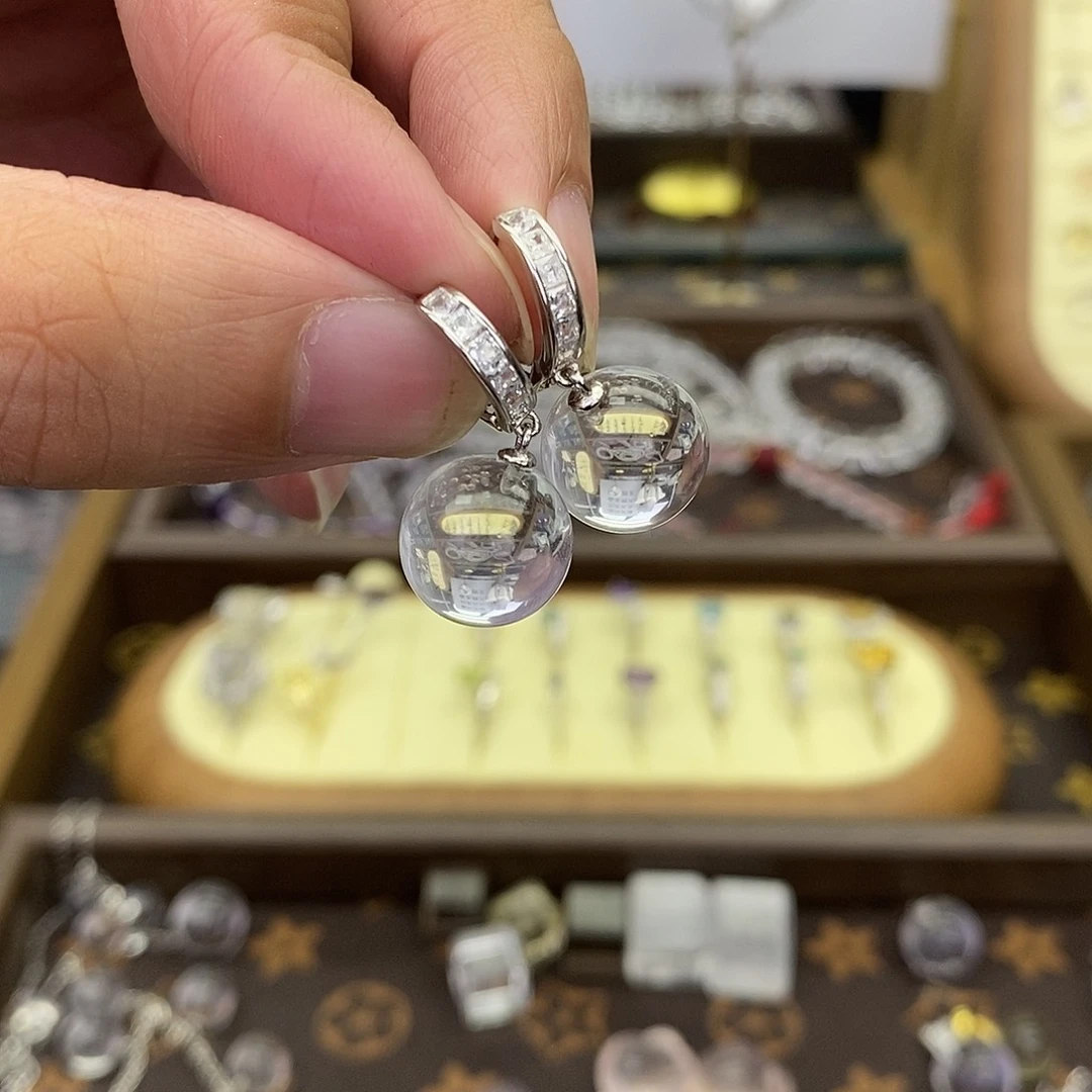 扩***银S925镶嵌耳饰水晶耳扣