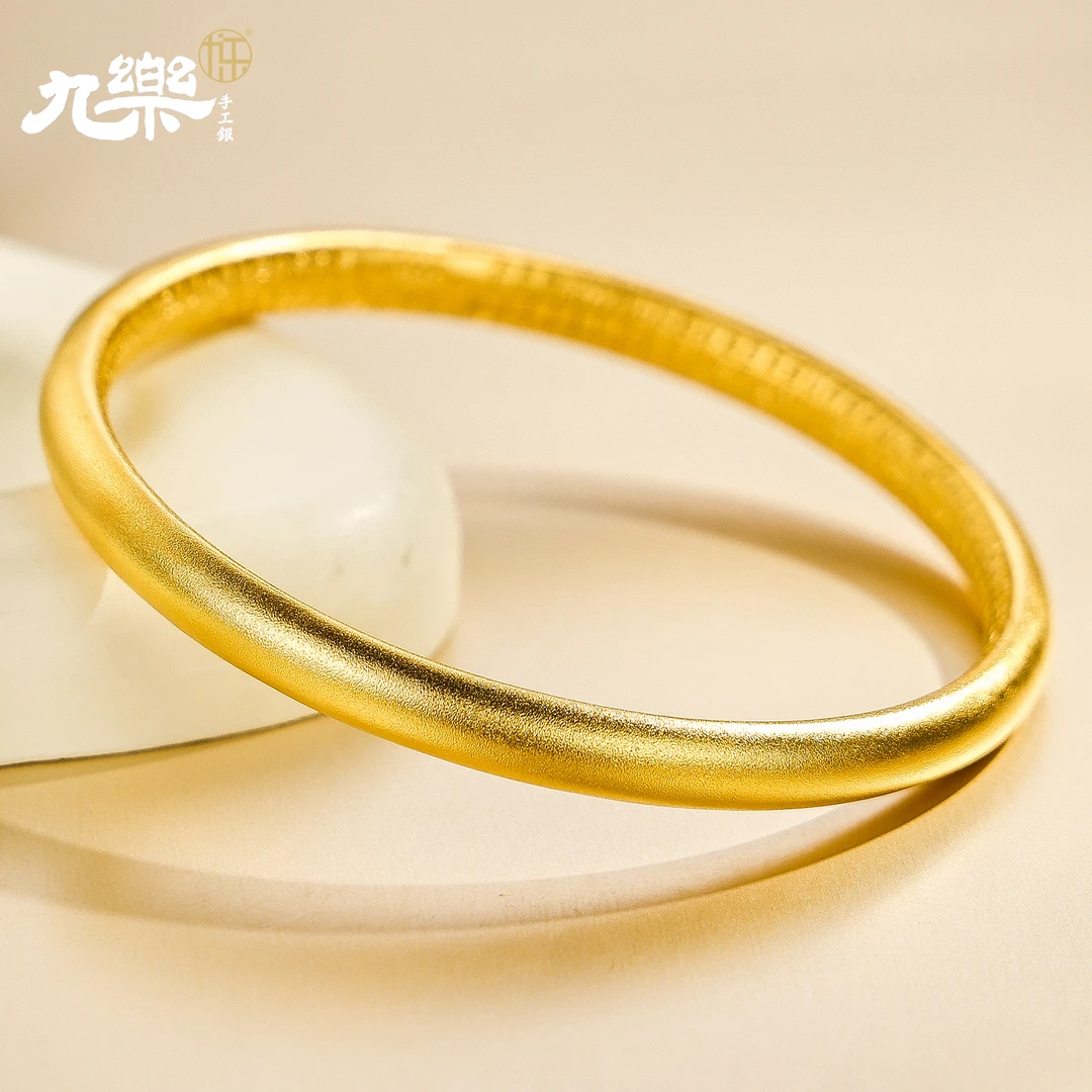 九乐 足银手镯 999心经闭口手镯经典空心手镯