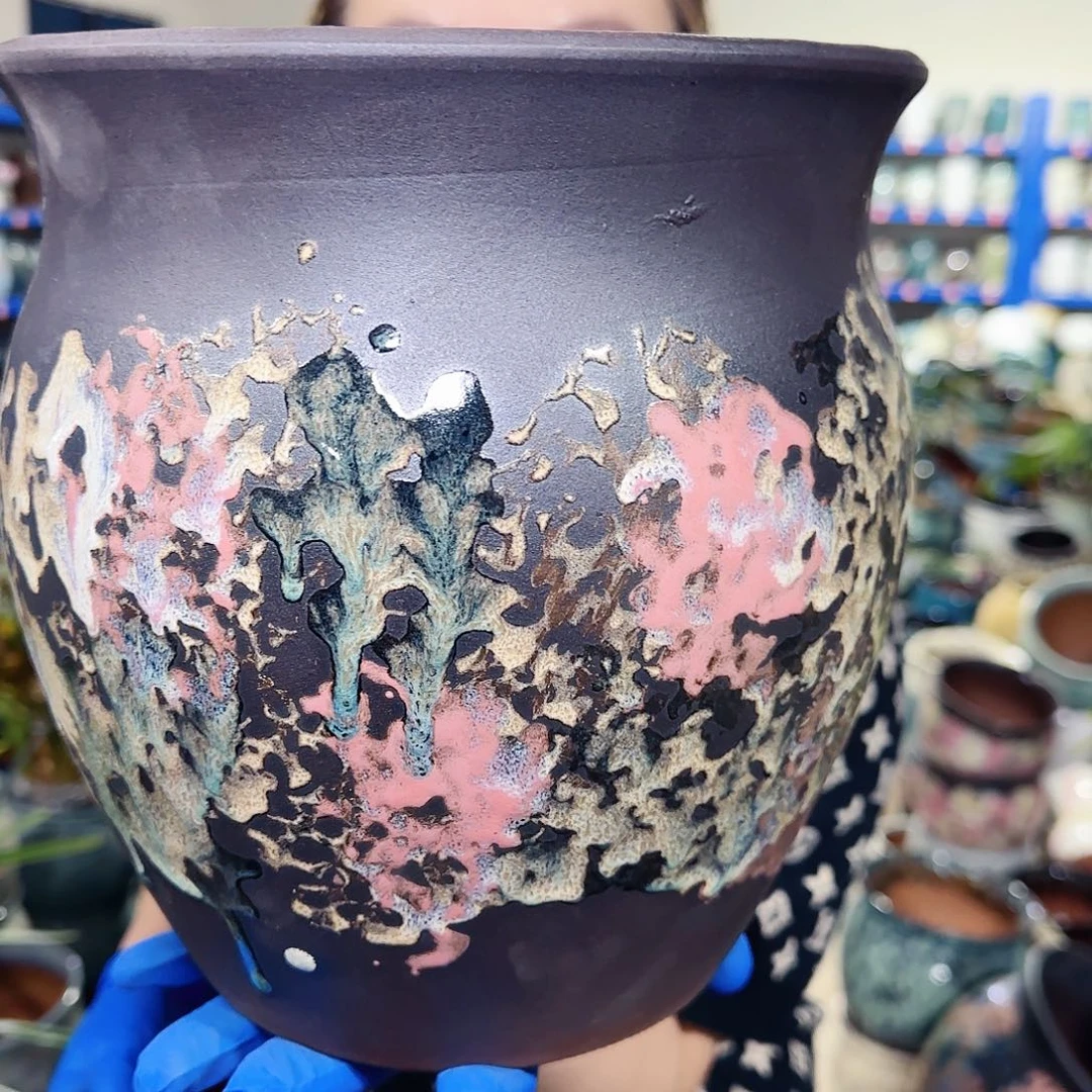 紫砂花盆高23口22