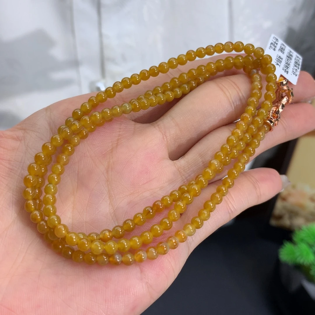 未镶嵌手串翡翠卡3.5冰胶橘黄小米项链