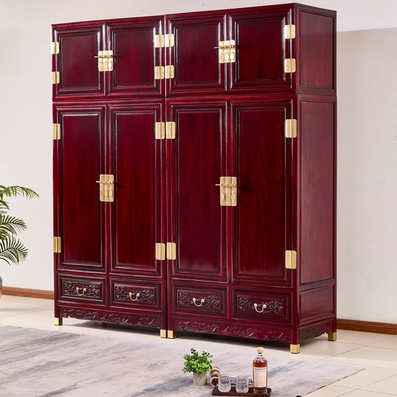 全实木南美酸枝木家用卧室古典顶箱柜储物素面大衣柜