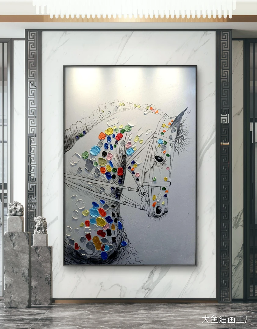 马沙发背景玄关餐厅油画卧室油画装饰画客厅沙发玄关装饰画挂画
