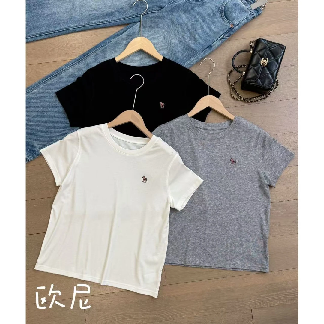 欧尼私服 2025早春彩色斑马刺绣圆领T恤2502C215