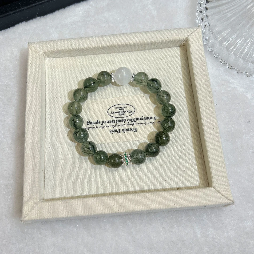 拍2件【蒹葭】绿发晶白幽灵水晶手串 颜色微差多样性发