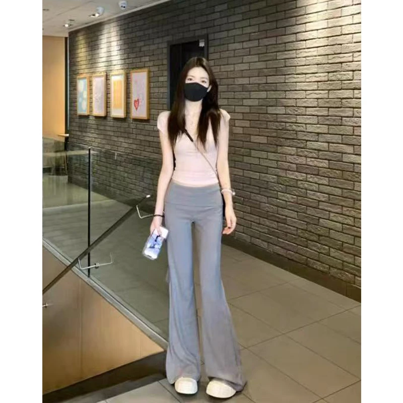 纯欲辣妹微喇运动瑜伽裤女春夏季新款高腰显瘦垂感休闲拖地长裤子