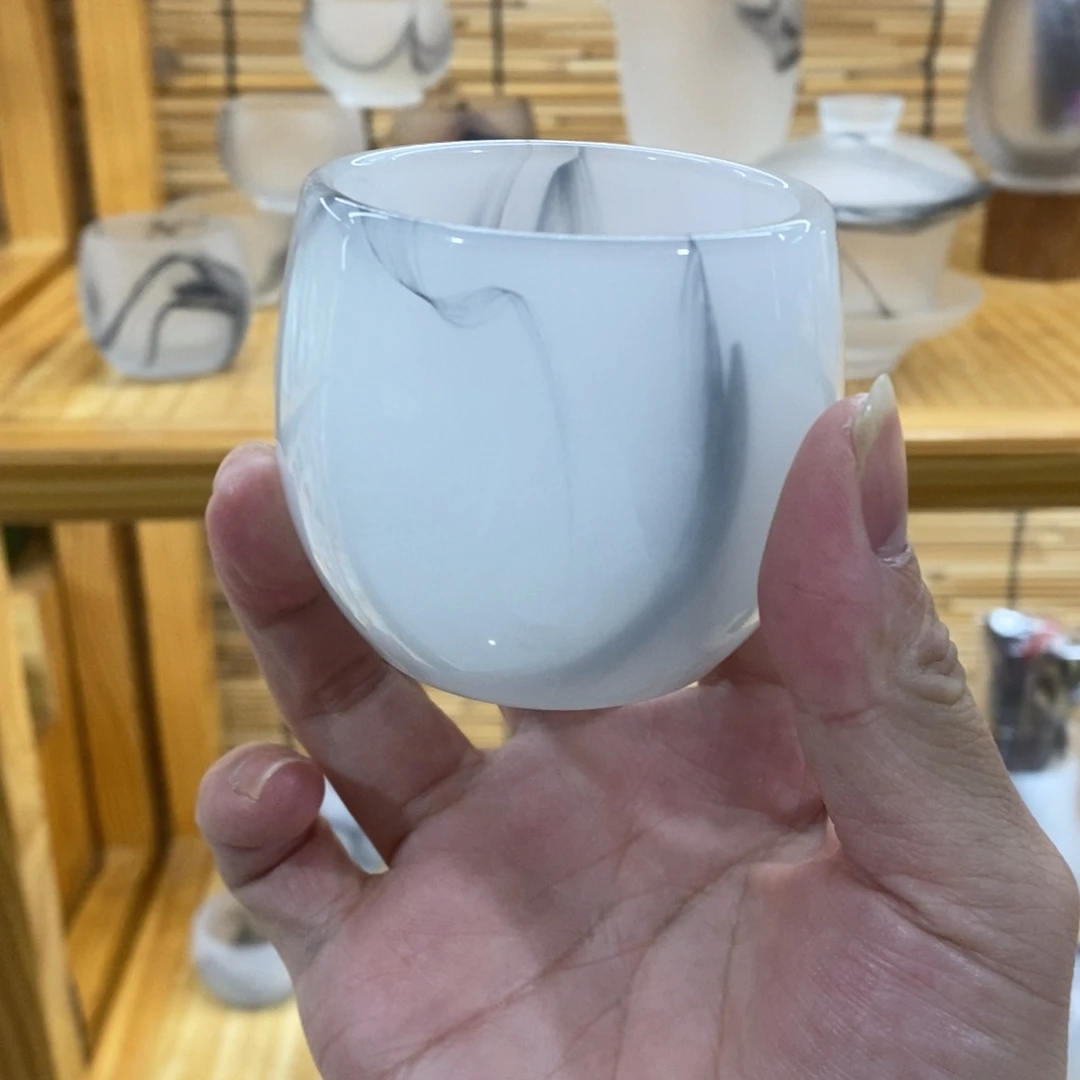 手工艺品琉璃水墨飘黑主人杯