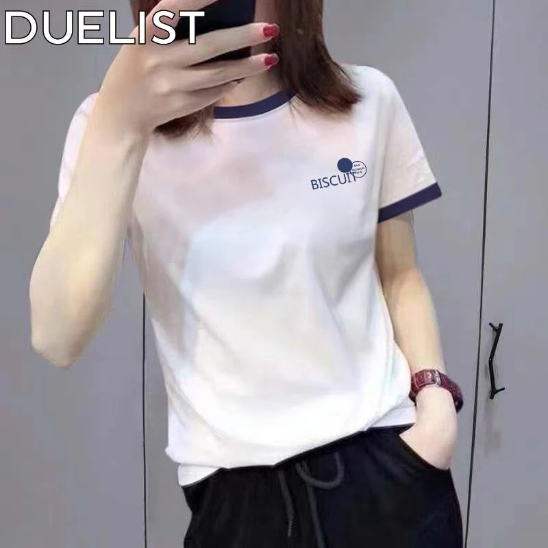 DUELIST高级感时尚白色短袖新款欧货夏装恤女百搭宽松显瘦简约潮