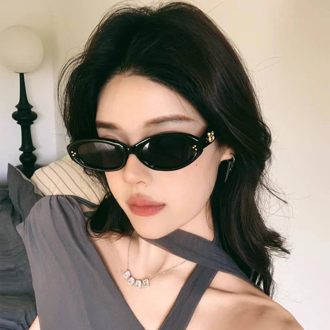 复古椭圆猫眼墨镜防紫外线适合开车遮阳的时尚太阳镜-J33