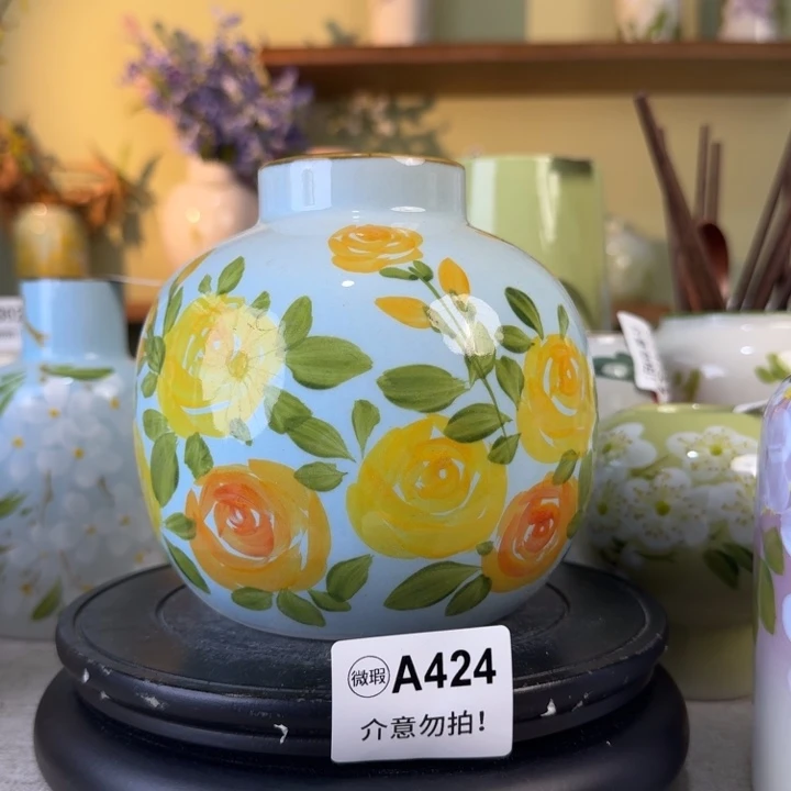 摆件景德镇手绘陶瓷花瓶摆件无孔